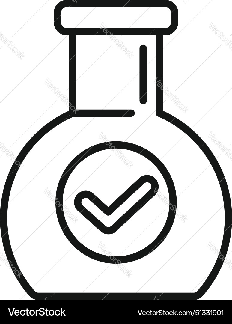 Approved laboratory flask line icon Approved laboratory flask line icon vector image