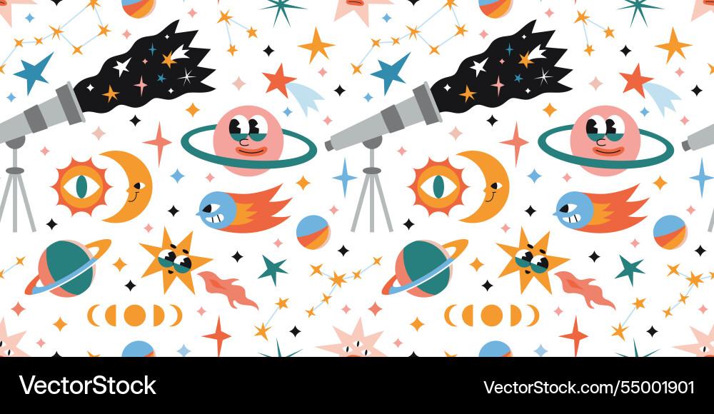 Astronomy and outer space seamless pattern Astronomy and outer space seamless pattern vector image