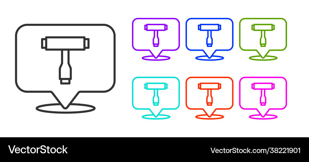 Black line multi-function all-in-one portable Vector Image