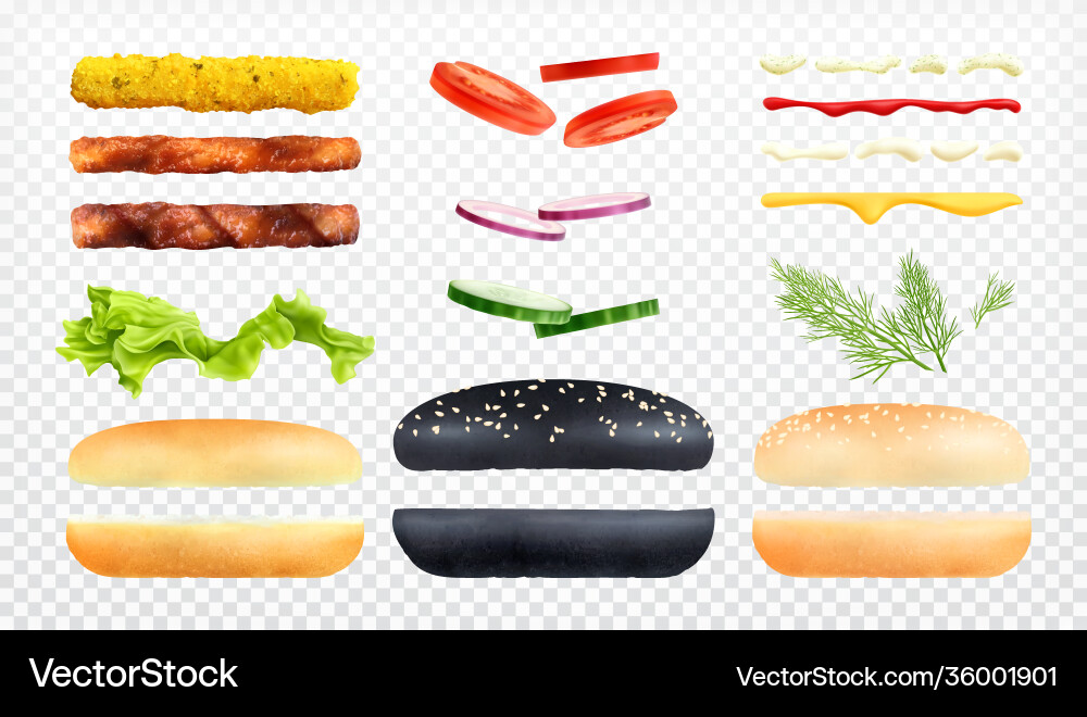 Burger constructor icon set vector image