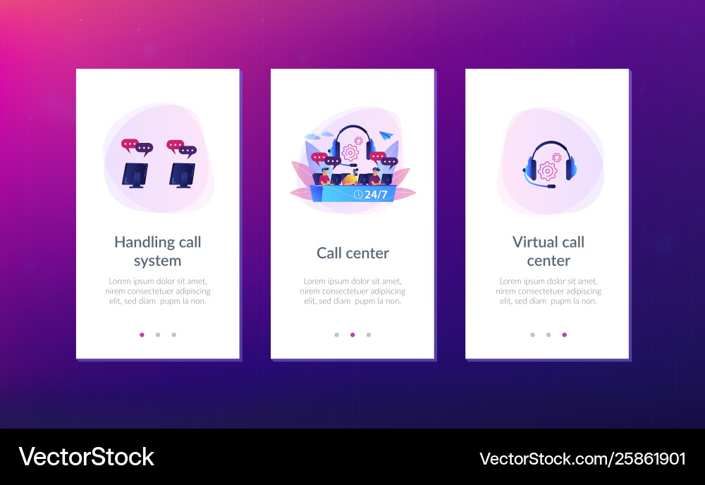 Call center app interface template Call center app interface template vector image