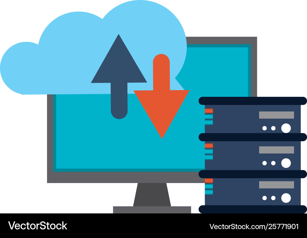 Cloud computing and technology symbols Cloud computing and technology symbols Vector Image