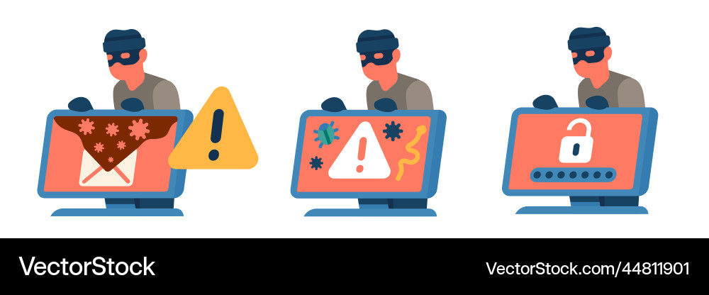 Computer virus detection icons account password vector image