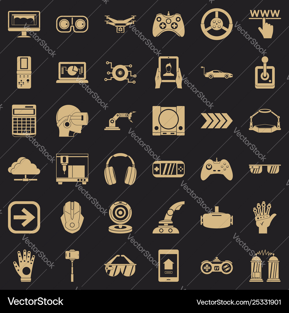 Cyber icons set simple style Vector Image