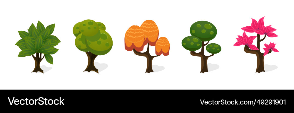 Fantastic tree for ui game design set Fantastic tree for ui game design set vector image