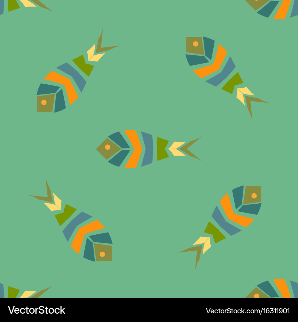 Flock of fish mosaic seamless pattern Vector Image