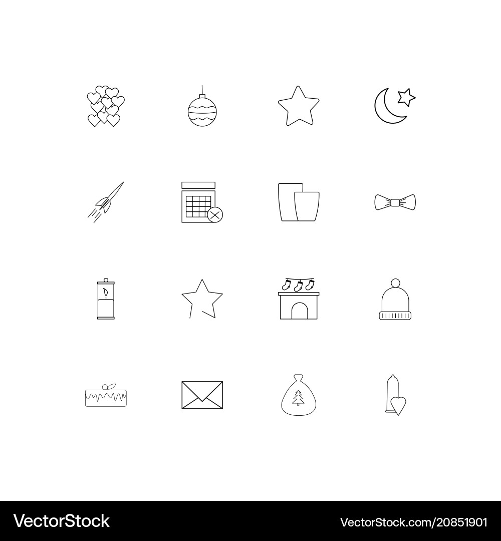 Holidays linear thin icons set outlined simple vector image