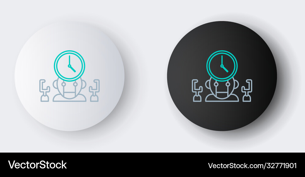 Line robot and digital time manager icon isolated Line robot and digital time manager icon isolated Vector Image
