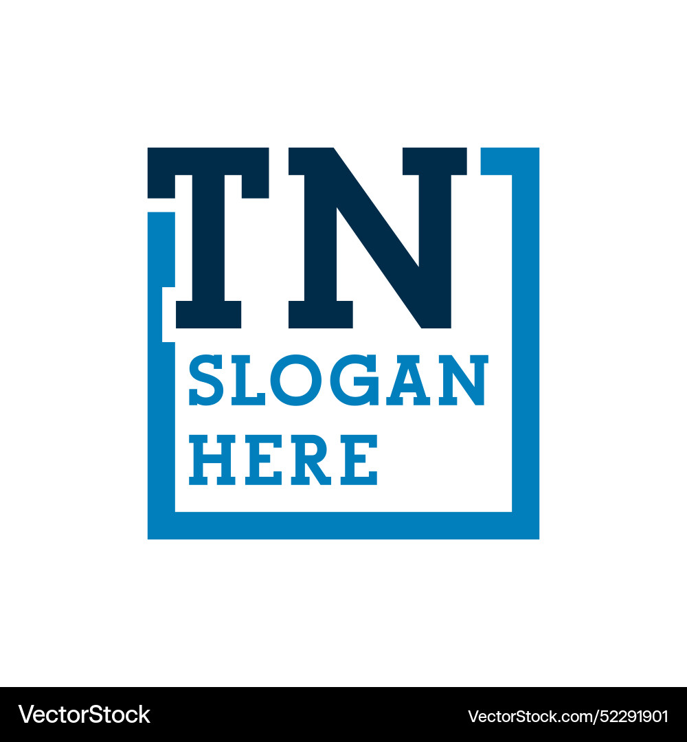 Minimal initials logo letters t and n tn initial Vector Image