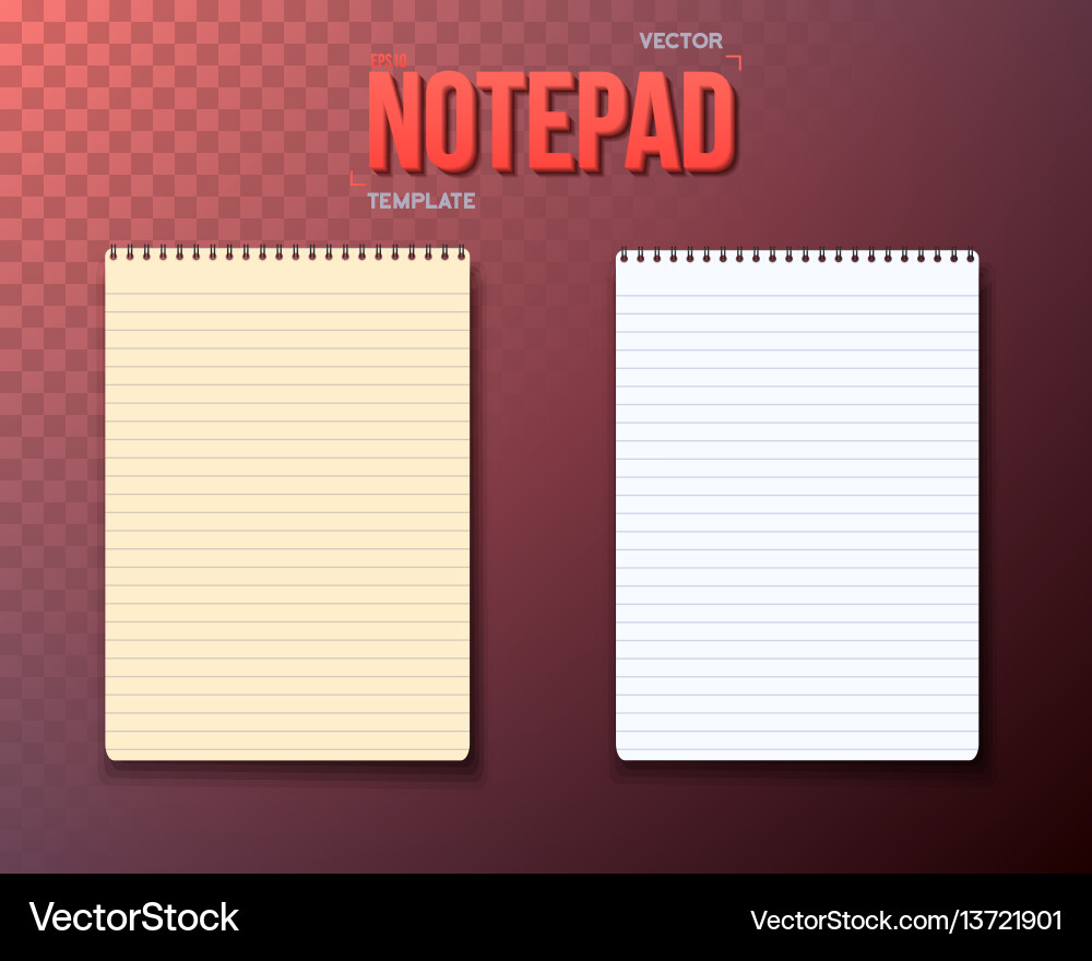 Notepad paper notebook template set vector image