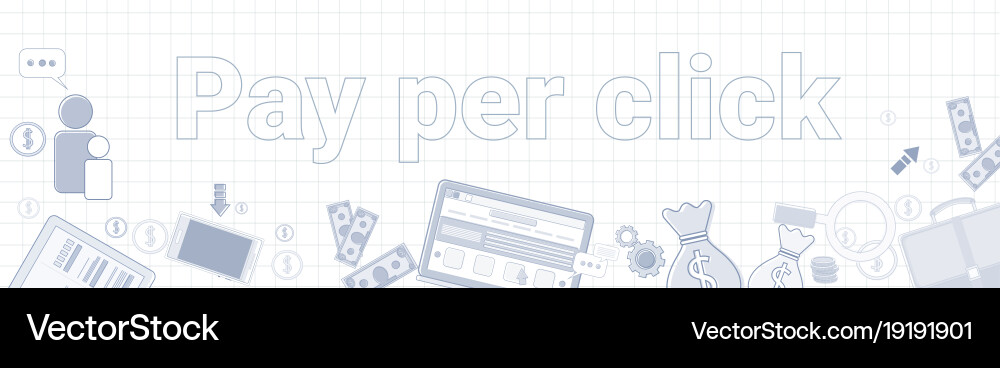 Pay per click text on squared notebook paper Vector Image
