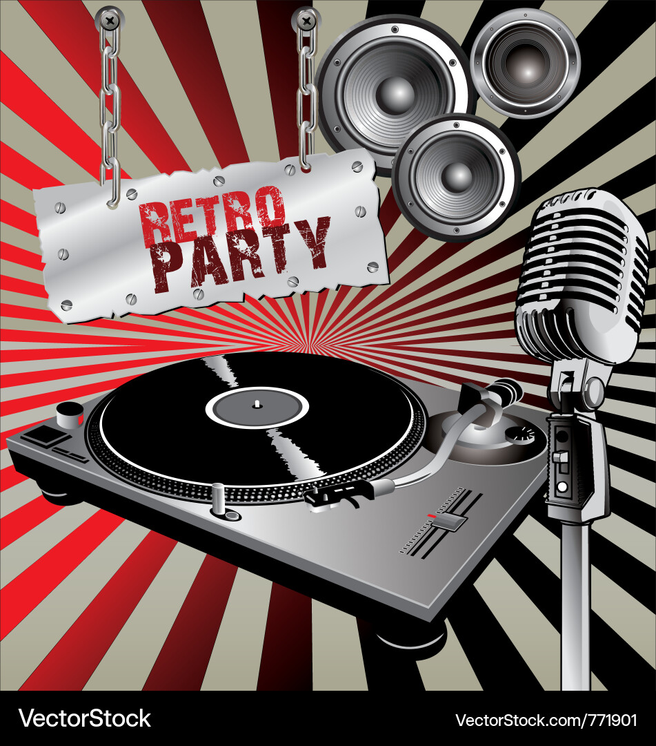 Retro Music Party Background Vector Image