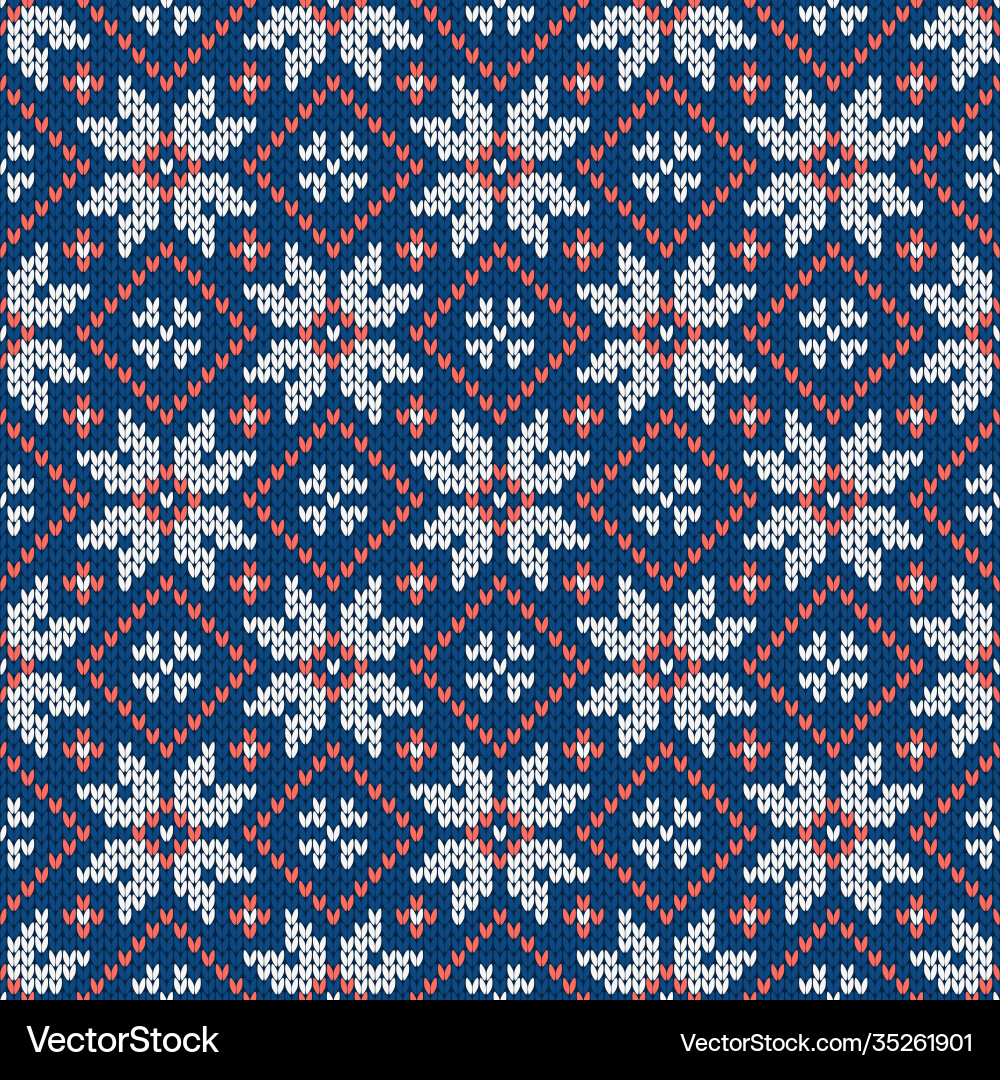 Scandinavian Knitted Snowflake Pattern vector image