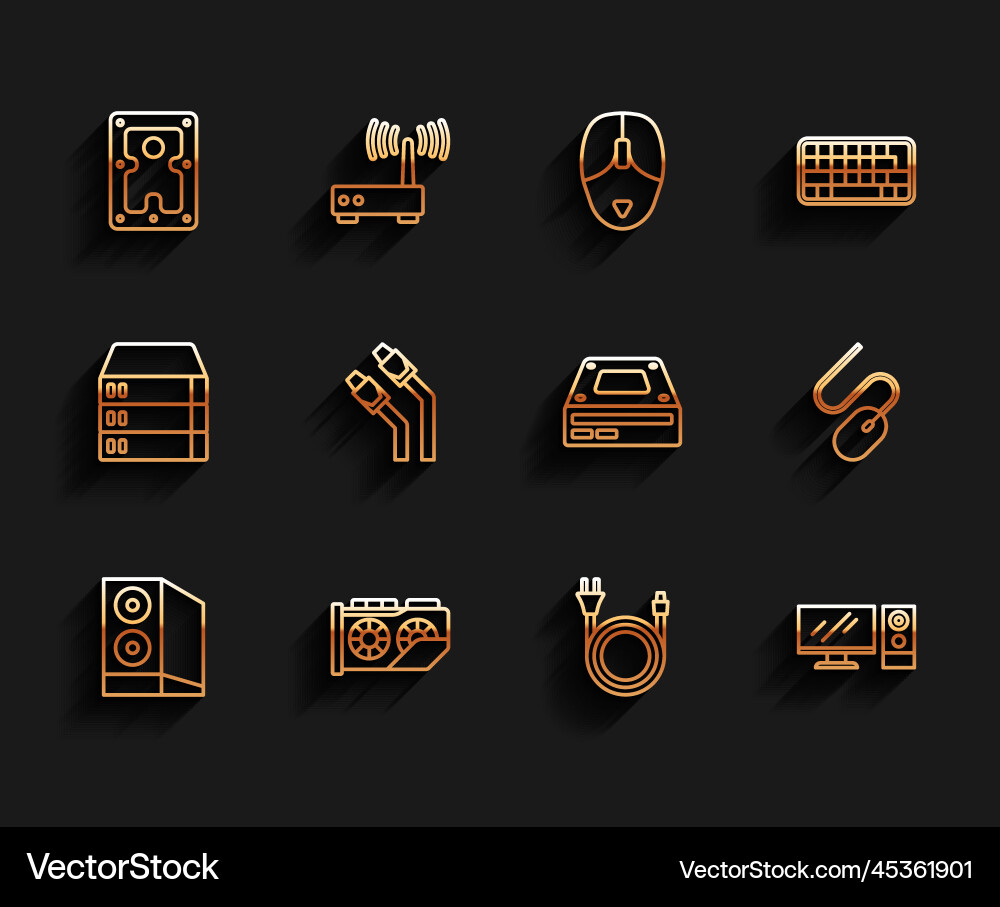 Set line case of computer video graphic card Set line case of computer video graphic card vector image