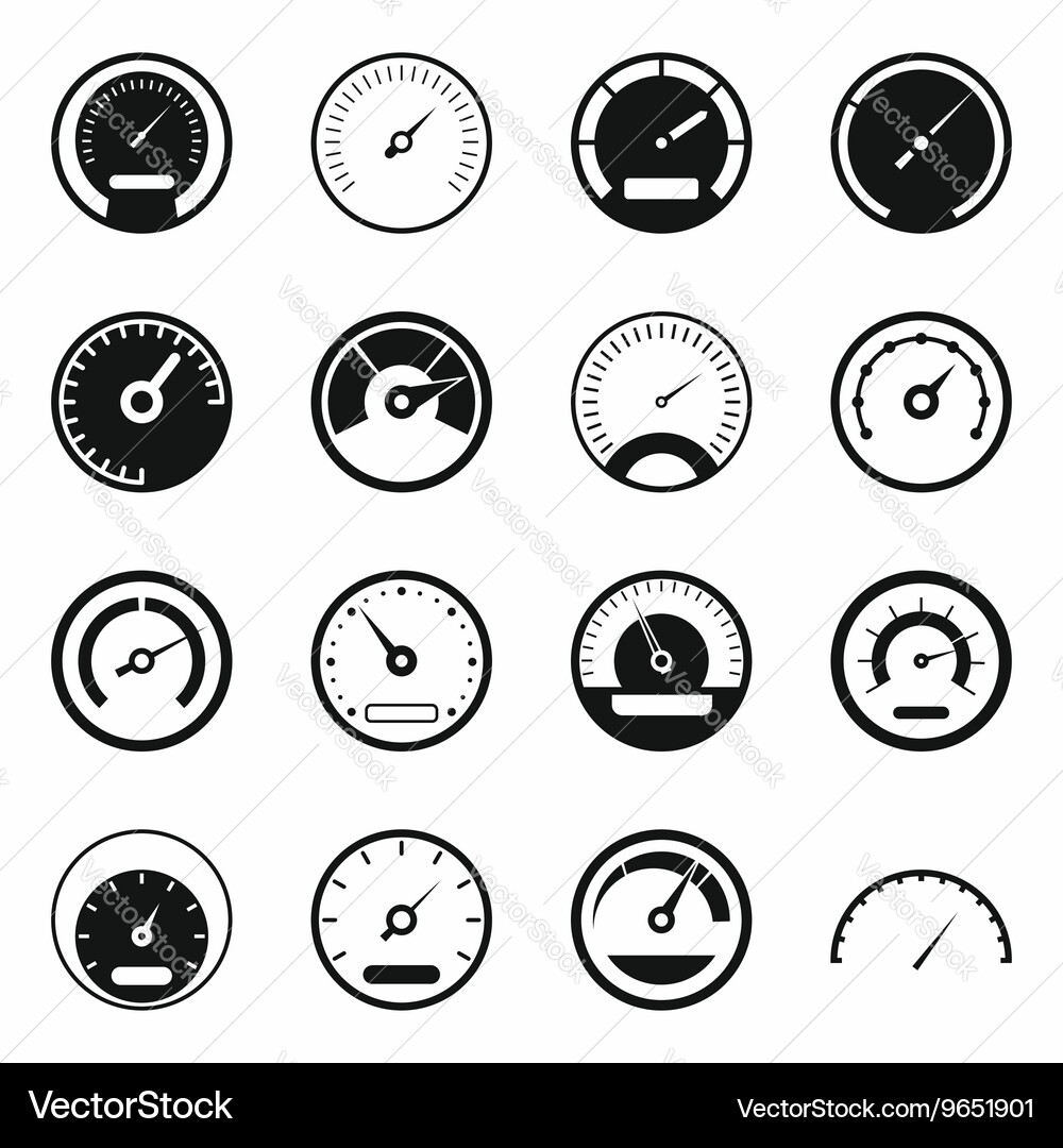 Speedometer icons set simple style vector image
