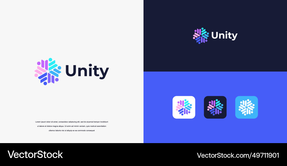 Unity logo abstract people and community Vector Image