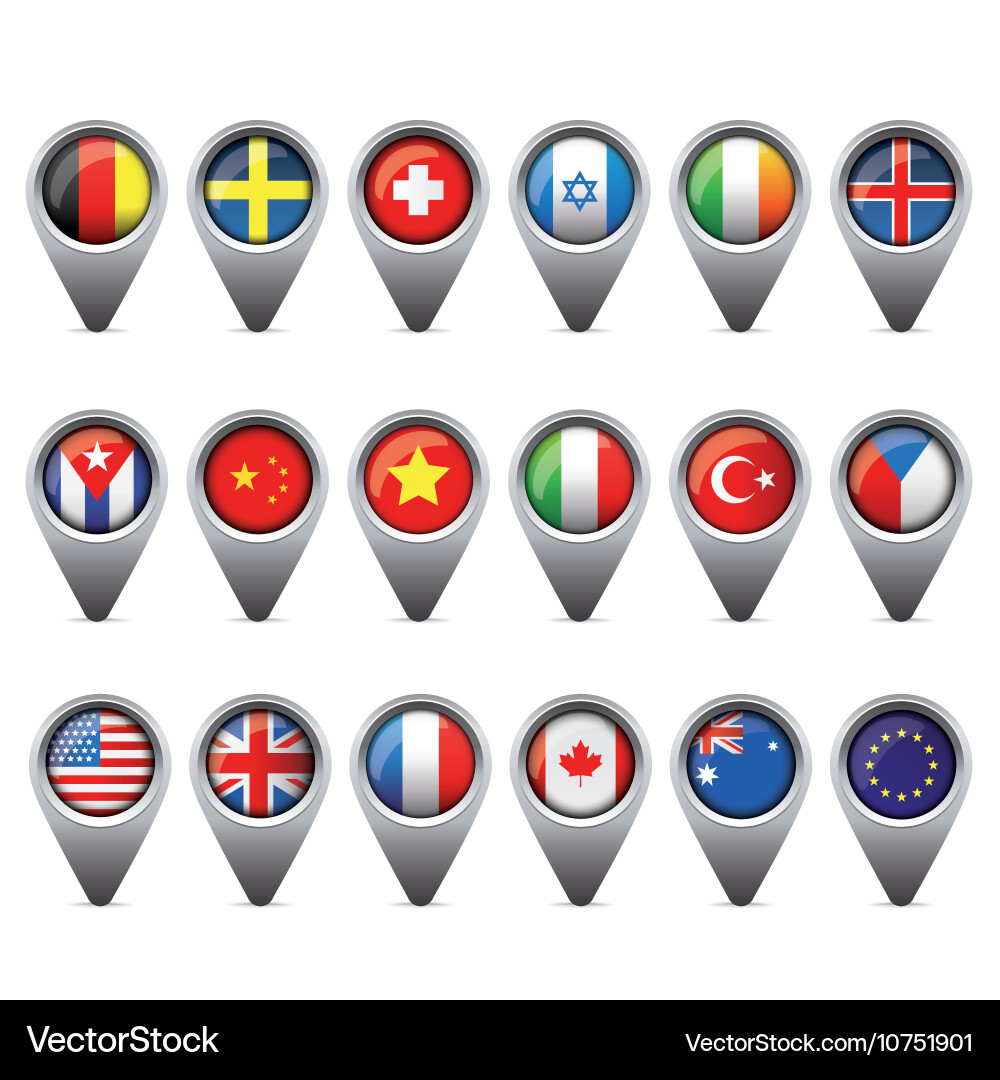World Flags Pointer Set vector image