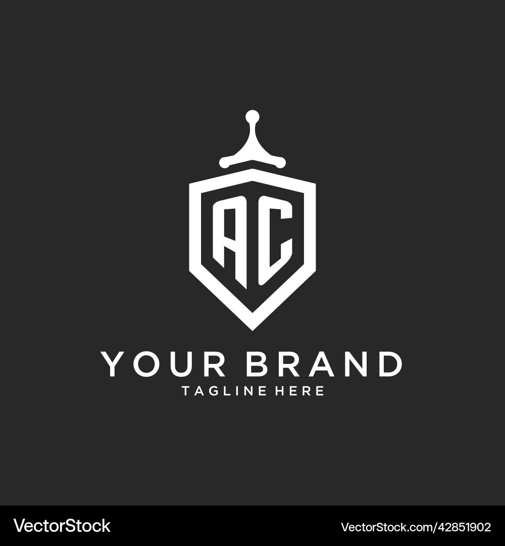 Ac monogram logo initial with shield guard shape Ac monogram logo initial with shield guard shape Vector Image