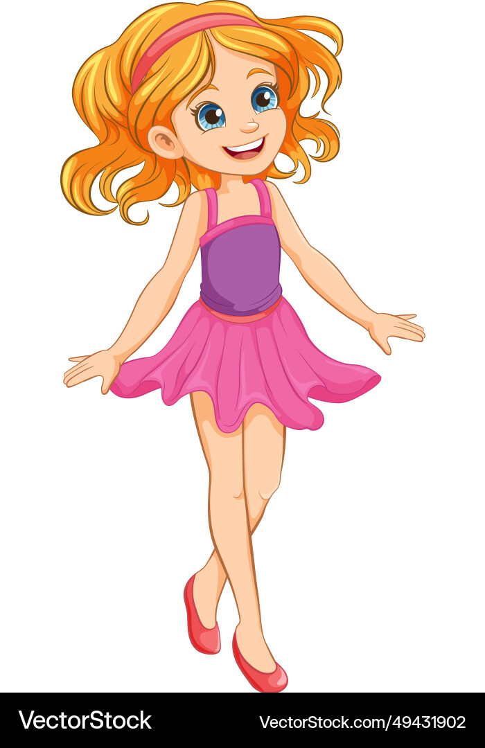 Adorable cartoon girl in mini cocktail dress vector image