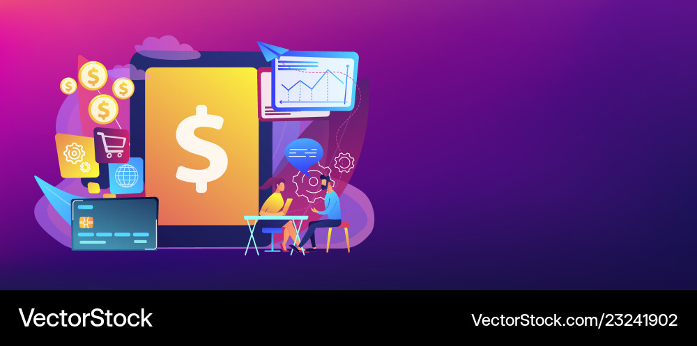 Core banking it system concept banner header Vector Image