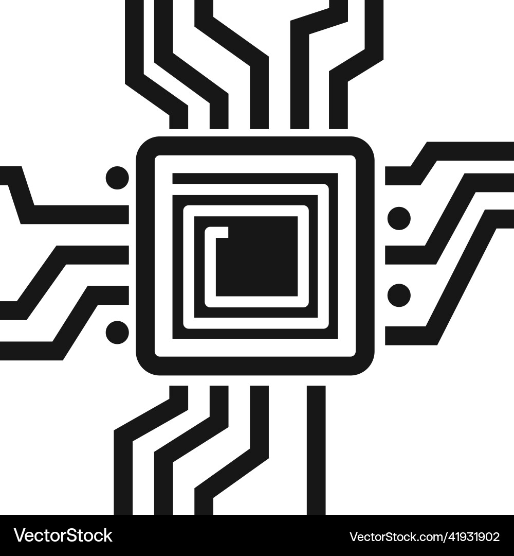 CPU Microchip Icon - Computer Technology vector image