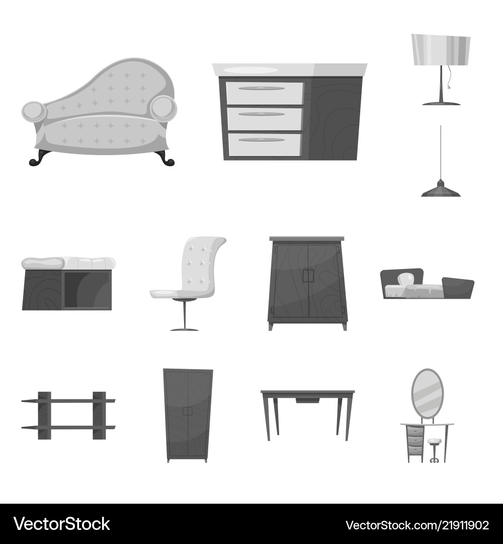 Design of furniture and apartment sign set Design of furniture and apartment sign set vector image