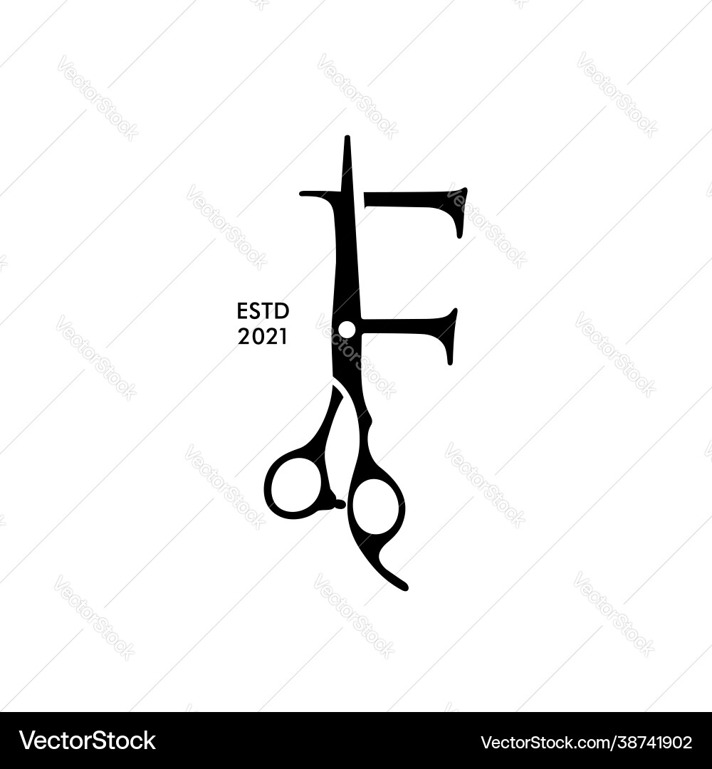 Elegant Initial F Scissors Logo Vector Image