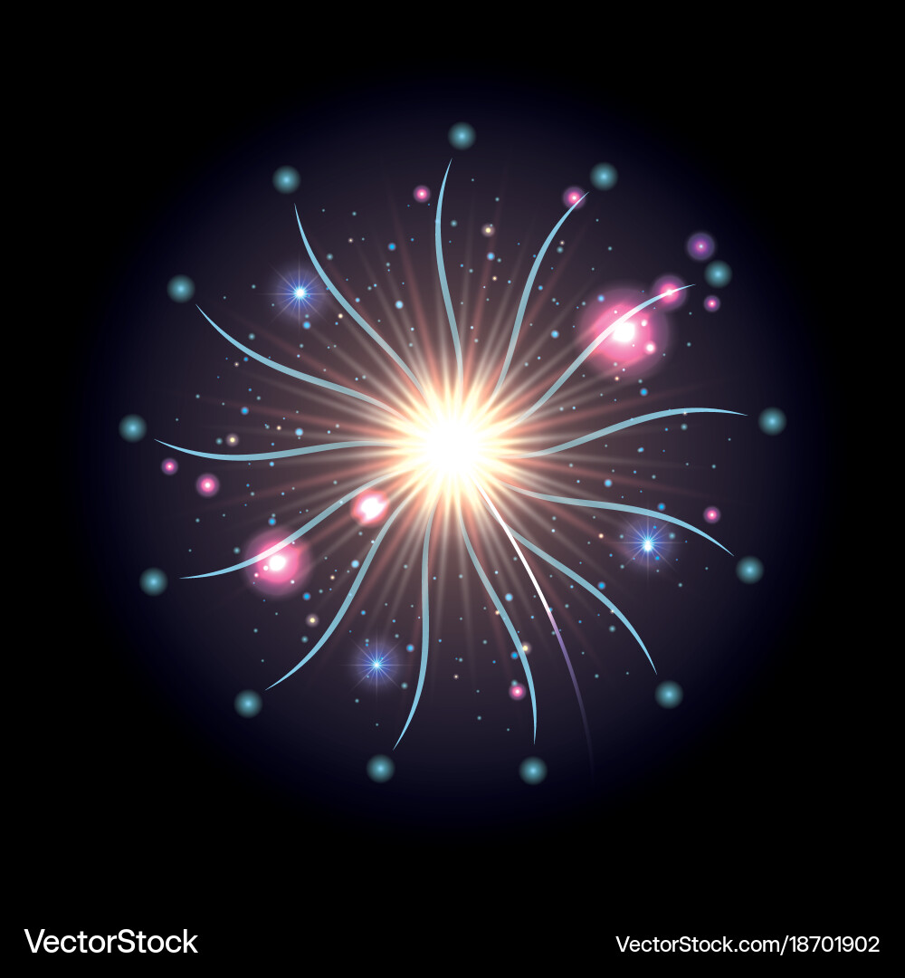 Fireworks bursting in glowing white and blue Vector Image