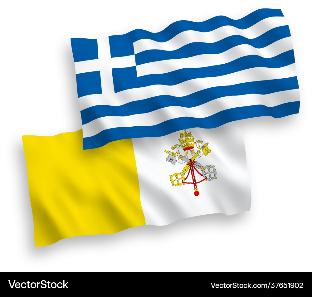 Flags greece and vatican on a white background Flags greece and vatican on a white background vector image