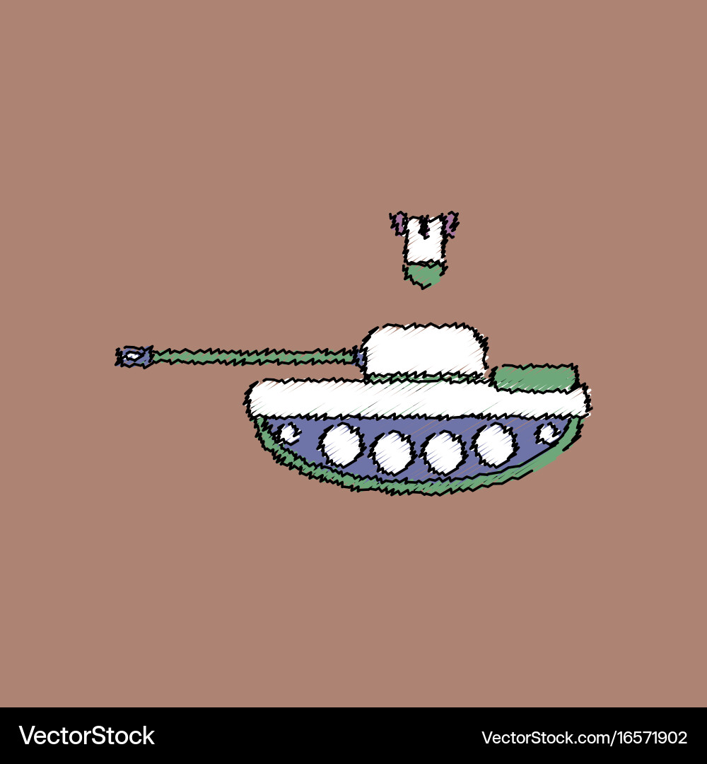 Flat shading style icon tank and mortar shell vector image