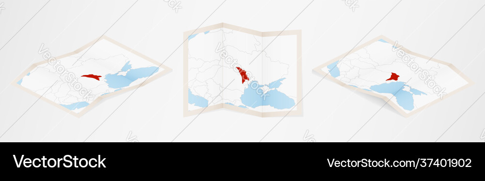 Folded map moldova in three different versions vector image