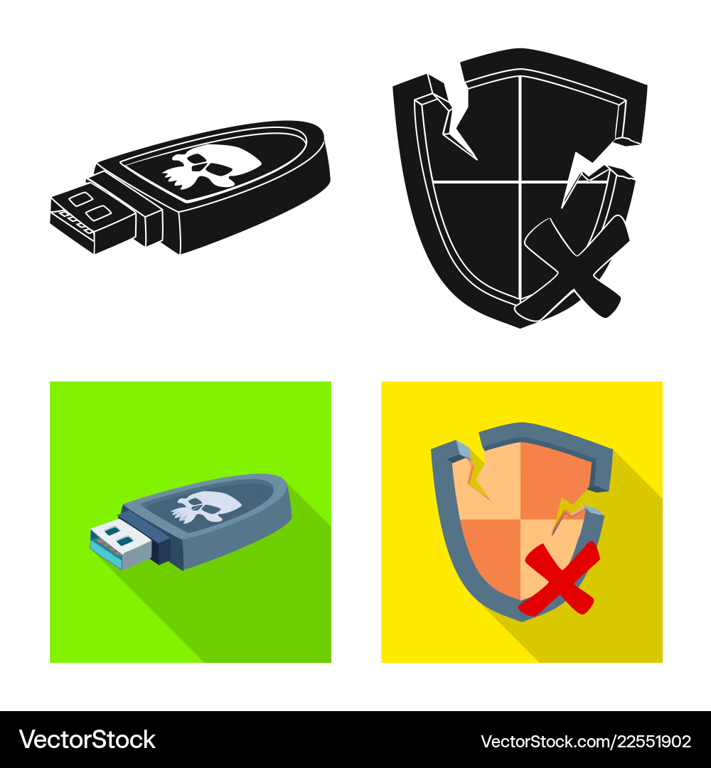 Isolated object of virus and secure logo set vector image