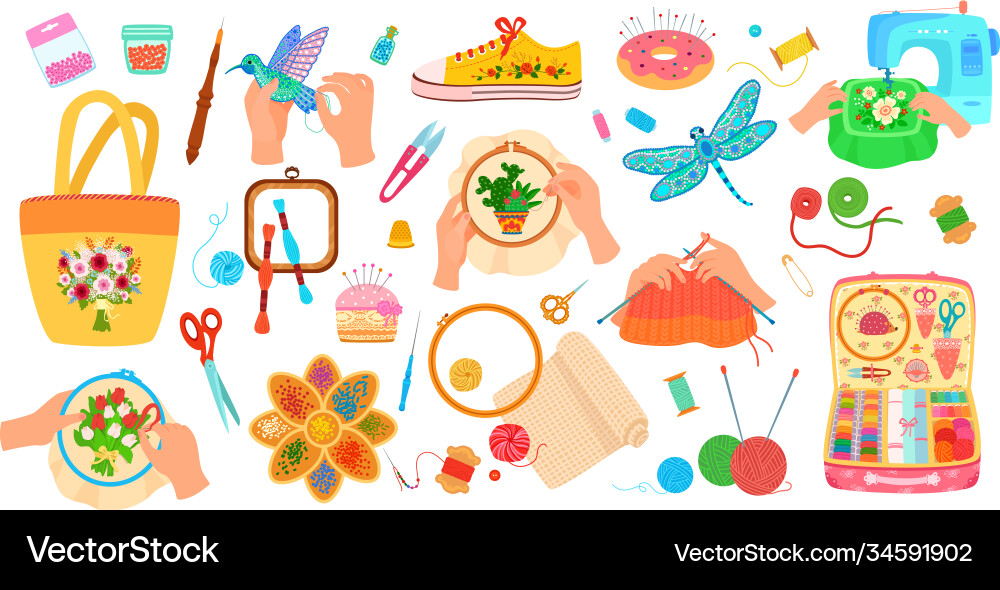 Needlework craft tools set Vector Image