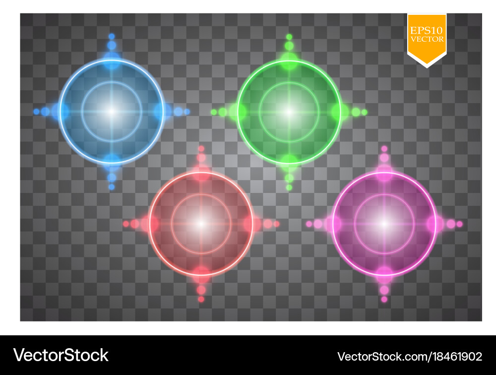 Neon target isolated game interface element vector image