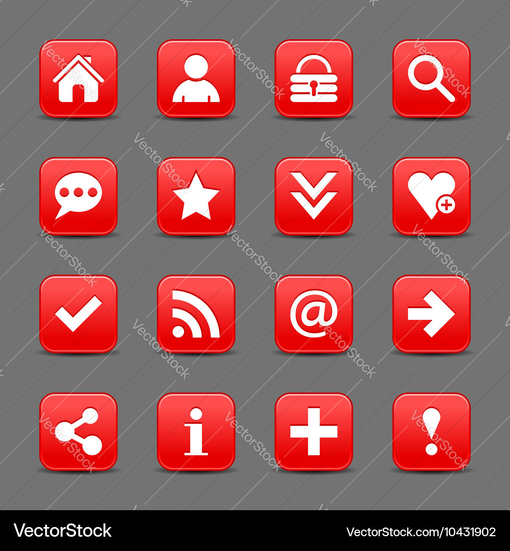 Red satin icon web button with white basic sign Vector Image