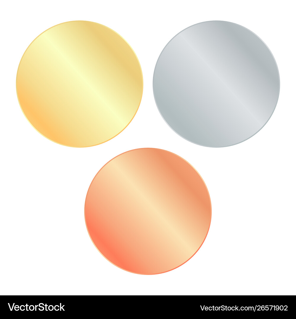 Set empty round gold centric circles smooth shiny Set empty round gold centric circles smooth shiny vector image