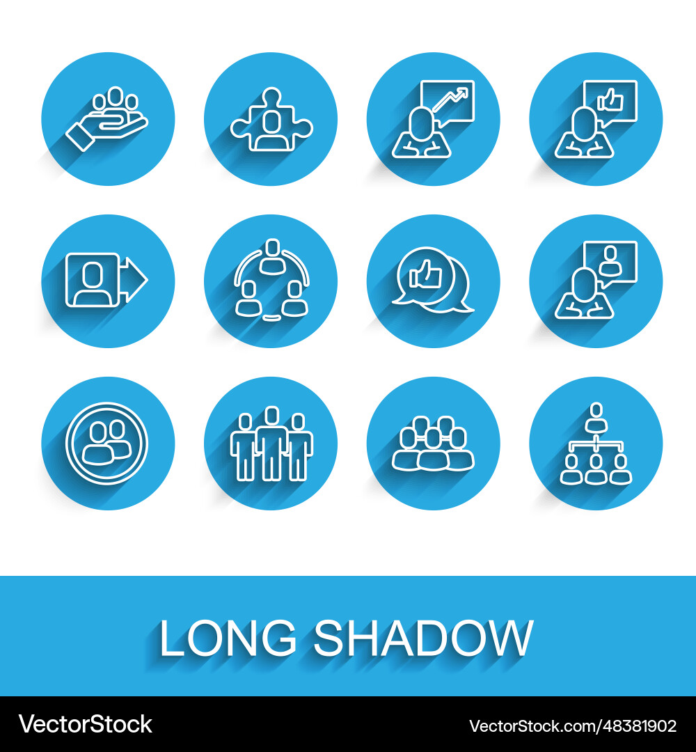 Set line project team base users group hand Vector Image