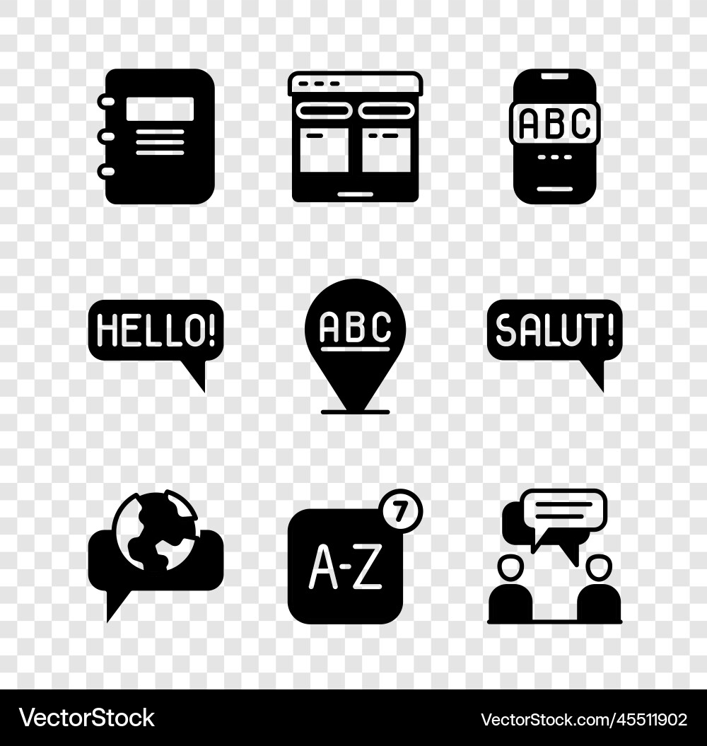 Set notebook online translator foreign language Vector Image