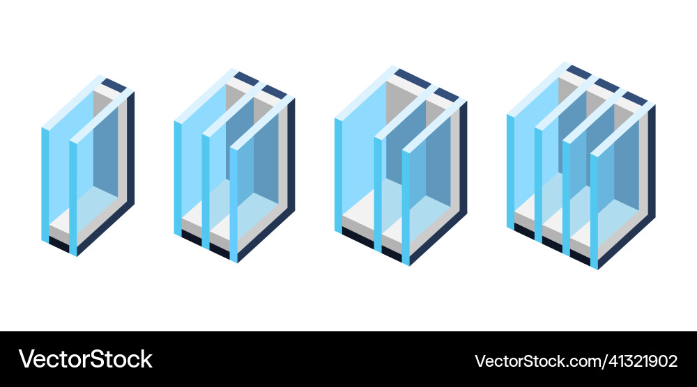 Set of different types double glazed windows pvc Set of different types double glazed windows pvc vector image