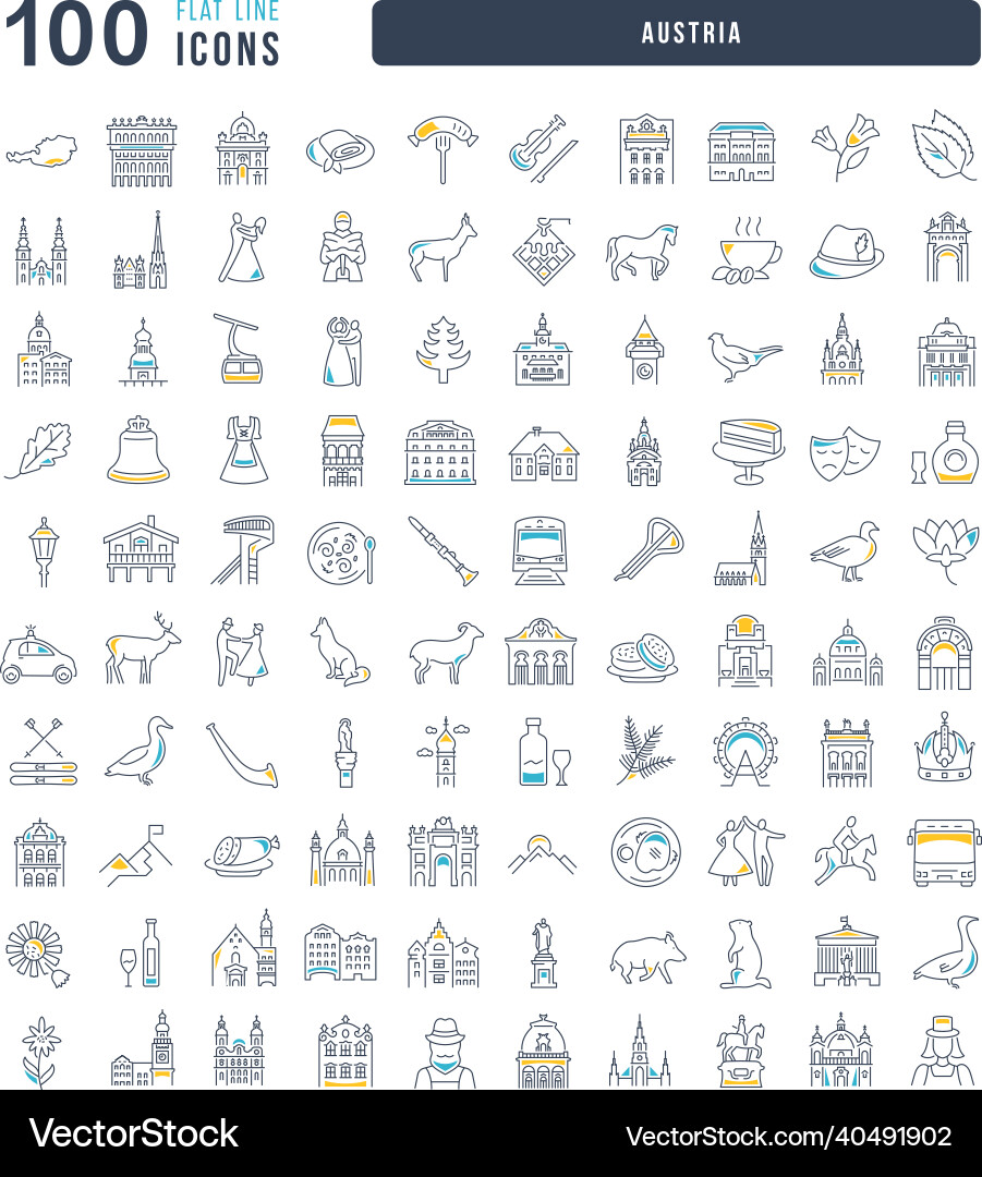 Set of linear icons austria vector image