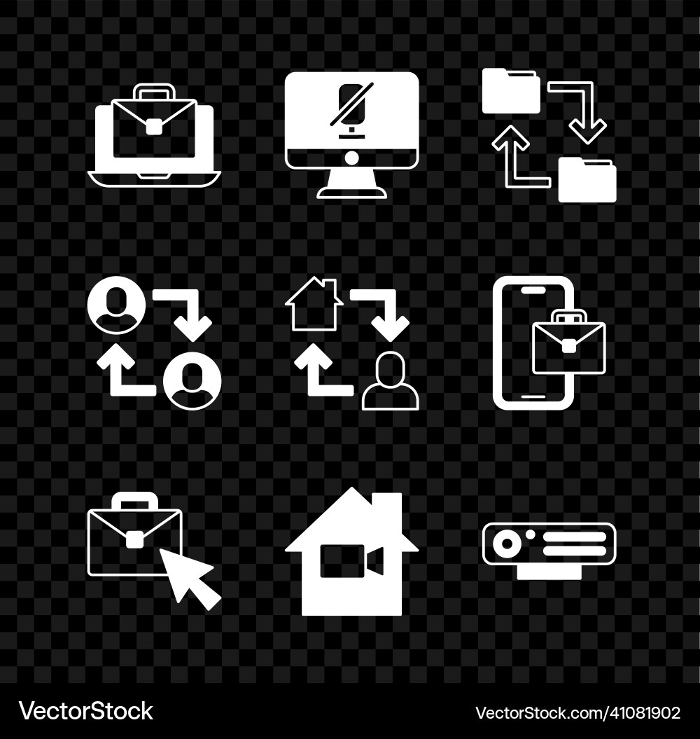 Set online working mute microphone on computer vector image
