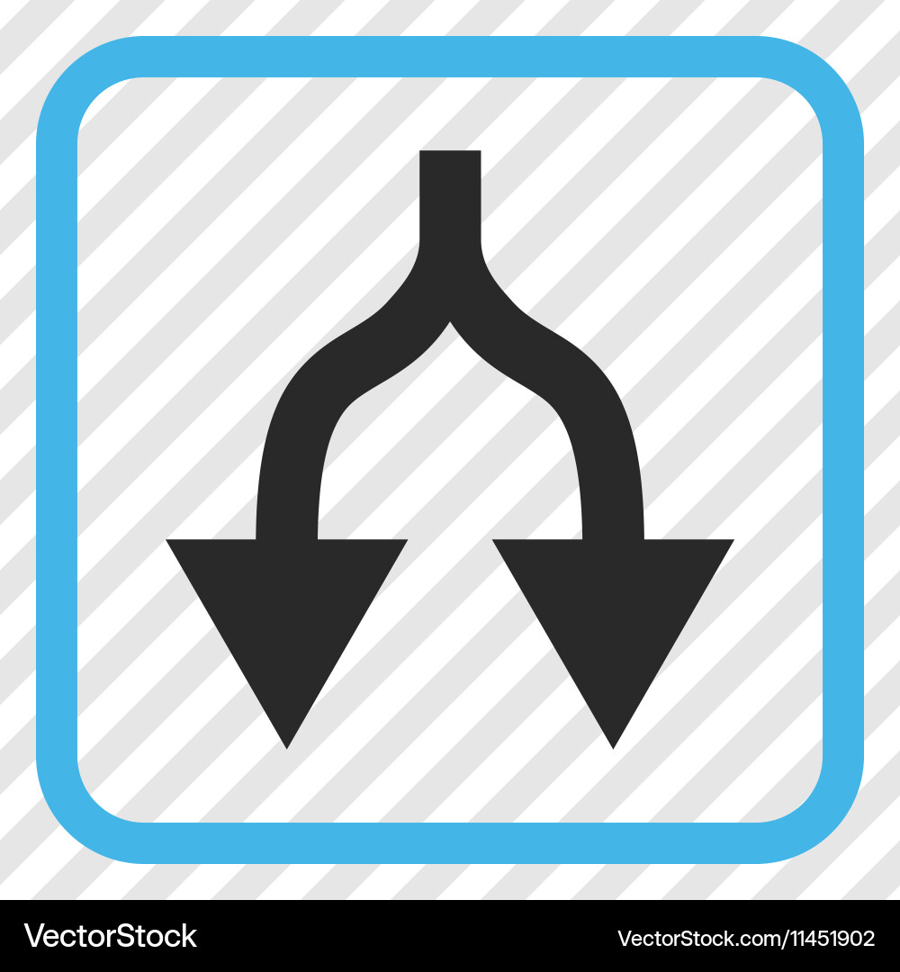 Split arrows down icon in a frame vector image
