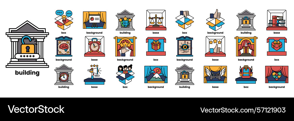 A series of icons with key on the left vector image