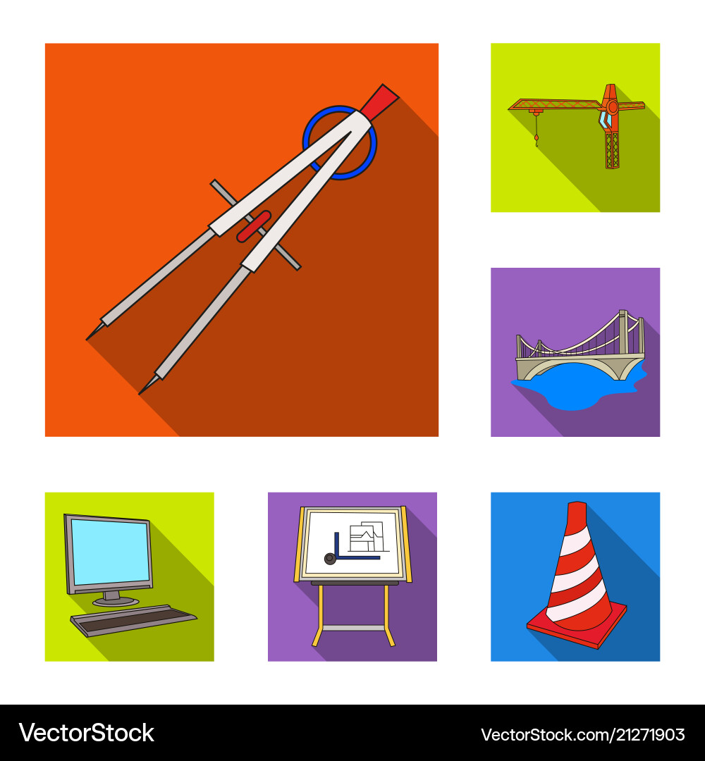 Architecture and construction flat icons in set Architecture and construction flat icons in set Vector Image