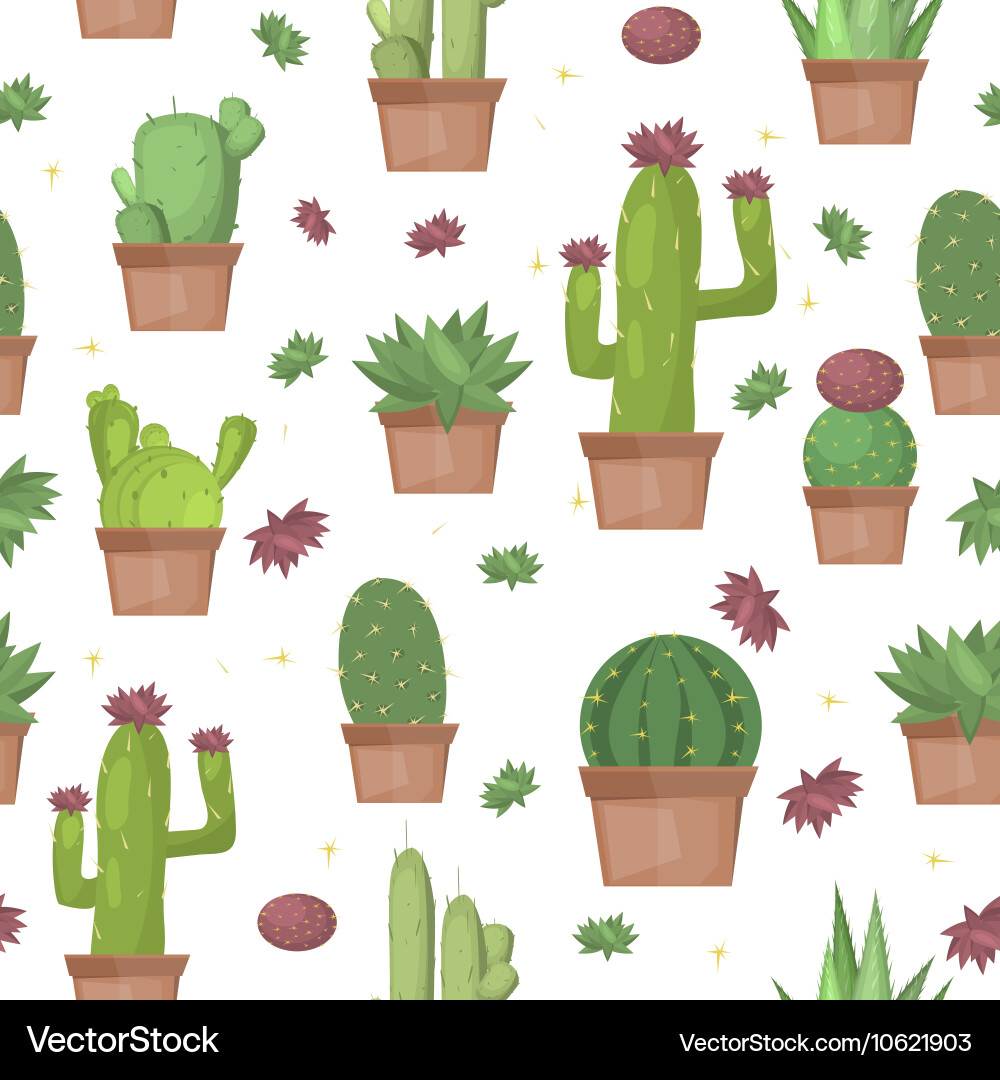 Cactus seamless pattern background Vector Image