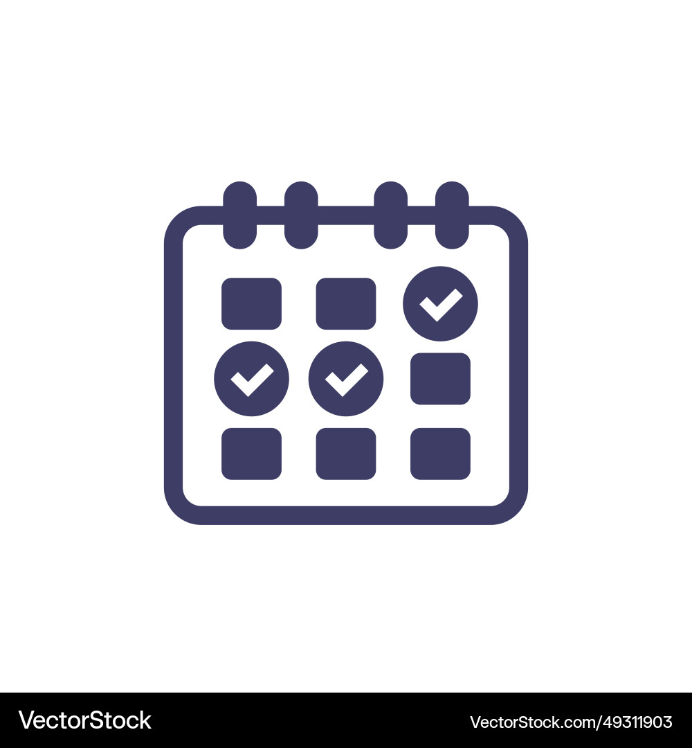 Calendar schedule icon with check marks vector image