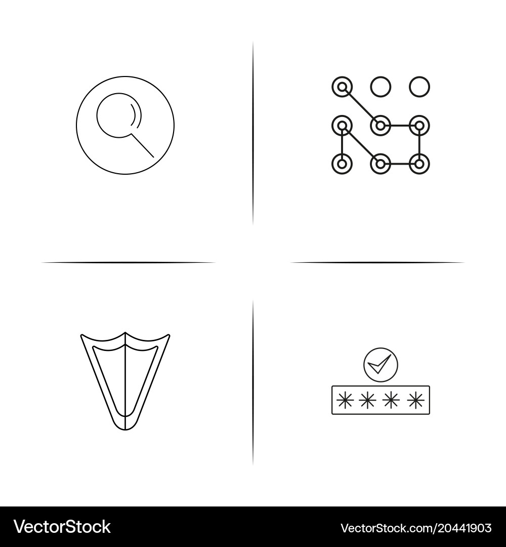 Internet security simple linear icon setsimple vector image