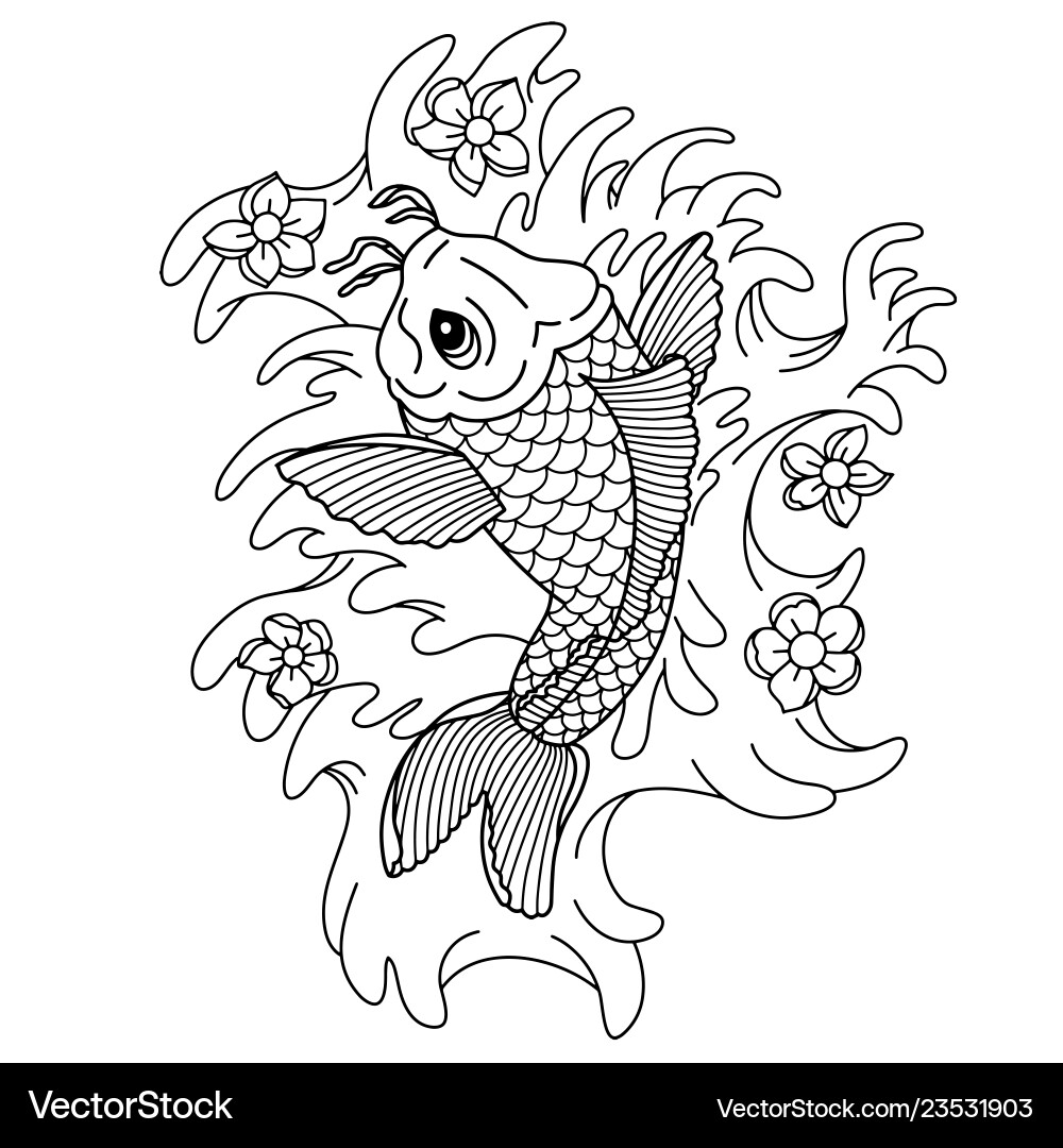 Koi carp traditional japanese tattoo flash Koi carp traditional japanese tattoo flash vector image