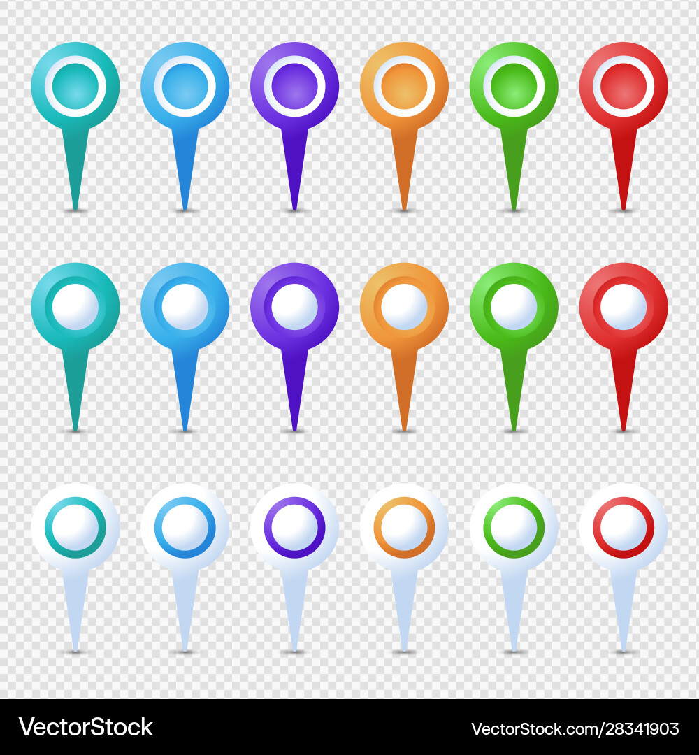 Location pins mega set marker 3d map pointer pin vector image