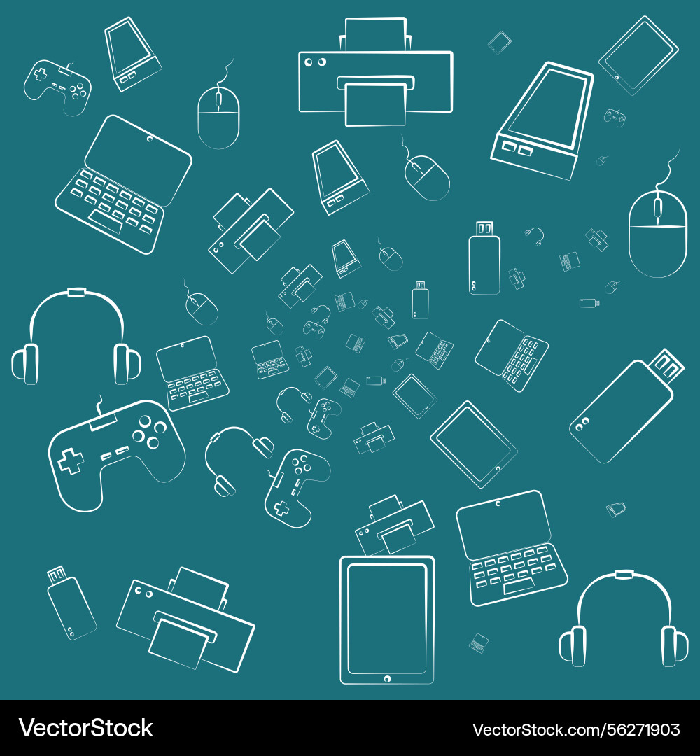 Seamless device technology icons pattern vector image